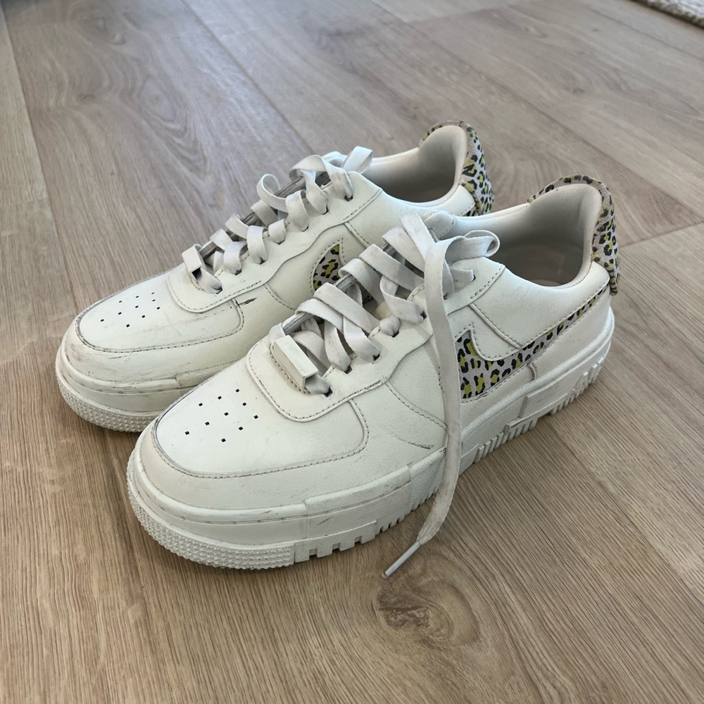 Nike White Sneakers with Animal Print Accents